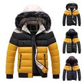 Herren Winter Dick Warm Gepolsterte Jacke mit Faux Pelz Kapuze Ski Overcoat