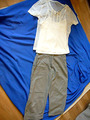 Hose 3/4 Mit LeinenanteilGr.40(Olive),Kenny S.Blusenshirt/Top (Cremeweiß)Gr.40#