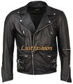 Biker Lederjacke schwarz Jacke Leder neu  leather jacket black Cuir Pelle