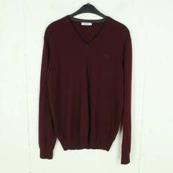 Second Hand J. LINDBERGH Wollpullover Gr. L rot uni Strick Wolle Pullover (*)