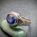 Jugendstil Art Deco Ring 800 Silber blauer Saphir alt antik c. 1920 RG 61