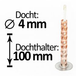 Dochthalter 100x4mm 2x Glasfaserdocht, Schmelzlicht drinnen/draußen, Wachsreste