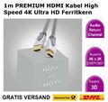 1m PREMIUM HDMI KABEL Ferritkerne 4k Ultra HD Ethernet NEU