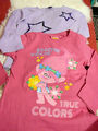 2 T-Shirt langarm Gr. 122  Trolls pink, lila mit Pailettensterne