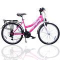 24 ZOLL MÄDCHENFAHRRAD SHIMANO 21GANG 24" FAHRRAD PINK-WEISS MIT BELEUCHTUNG 605