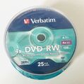 Verbatim DVD-RW 4,7 GB 4x Geschwindigkeit 120min wiederbeschreibbare Discs Spindelpack 25. NEU