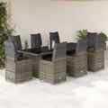 Bistroset Sitzgruppe Balkonset Gartenmöbel Kissen 9-tlg. Grau Poly Rattan vidaXL