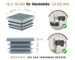 Lammelenstopfen Vierkantrohr Rohrkappe Stopfen Verschlussstopfen Kunststoff⭐️⭐️⭐️⭐️⭐️ 10 J.GARANTIE ✅ 10x10-150x150 mm ✅ Grau