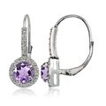 Sterlingsilber Amethyst Und Weiß Topas Rund Brisuren Ohrringe