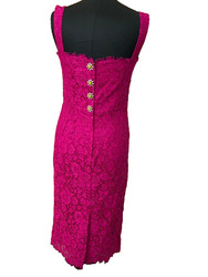 Dolce and Gabbana D&G schnurgebundene Spitze Fuchsia Kleid Kristallknöpfe IT44 UK10-12 US6