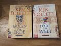 2x Buch Ken Follett Die Säulen der Erde Die Tore der Welt