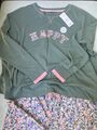 M&S Schlafanzug Damen Pyjama Set Langarm Shirt Lange Pyjamahose, Gr. XL