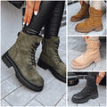 Damen Wildlederimitat Boots Schlupfstiefel Schuhe Stiefeletten DSTREET 36-41