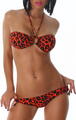 Neckholder Bikini Sexy Bandeau Leopard Rot Orange-Rot Polster 32 34 36 XS S