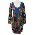 Desigual Sommerkleid Gr. 36 S Grün Kurzes Stretchkleid Hippie Bunt Ibiza Sommer 