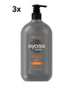 Syoss Men Power - Shampoo - Für normales Haar - mit Koffeinzusatz - 3x750 ml