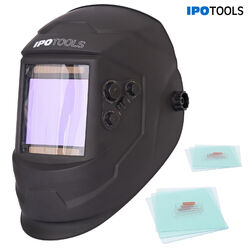 Automatik Schweißhelm Schweißmaske Solar Schweißschirm 3 Ersatzglas 4 SensorenXXL Sichtfeld 100×93mm ✅ 4 Sensoren ✅ Volleinstellbar ✅