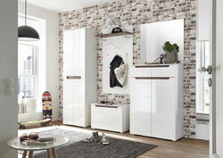 Garderobenset Garderobe TORINO 5-tlg. in weiß / Fronten in MDF weiß Hochglanz 