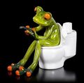 Lustige Frosch Figur auf Toilette - Funny Frog Geschenk 