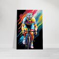 Leinwand Rennrad Wandbild Pop Art Poster Radsport Fahrrad Sport Deko Bild Bunt