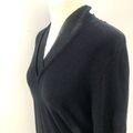 Esprit schwarzer Kurzarm-Pullover mit V-Ausschnitt und Chiffonausschnitt Large sehr guter Zustand