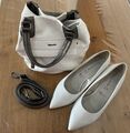 Tamaris Handtasche & Pumps mit Trichterabsatz, weiß, Gr. 38