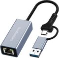 USB 3.0 zu Ethernet Adapter mit USB C zu RJ45 Gigabit LAN 1000Mbps Kabelgebunden