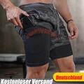 Herren Sport Shorts Laufshorts 2 in 1 Kurze Running Sporthose Fitness Training