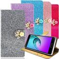 Handy Hülle Glitzer Schutzhülle Handy Tasche Etui Flip Cover Strass Wallet Case