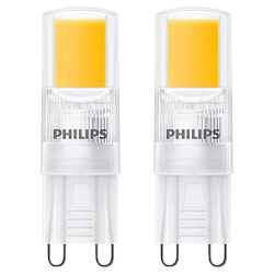 2 x Philips LED COB Stiftsockellampe 2W =25W G9 klar 220lm Kapsel warmweiß 2700K