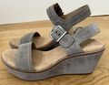 CLARKS Plateau-Sandalen Damen Gr.39,5 Grau Leder Neuwertig Casual-Look sommer 07