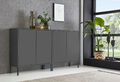 BMG Möbel Sideboard Mailand Set 2, grifflos, Metallfüßen, Anthrazit