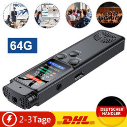 64 GB Digital Diktiergerät Tragbar Aufnahmegerät MP3 Audio Sound Voice Recorder