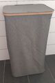 Wäschekorb Wäschesack Wäschebox Textil Grau mit Bambus XXL 120 Liter