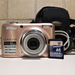 NIKON Coolpix L23 Fotocamera Digitale Compatta Vintage 10.1Mp 5x WIDE SD4Gb Rosa