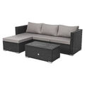 B-Ware SVITA QUEENS Poly-Rattan Lounge Garten-Set Garnitur Gartenmöbel Schwarz