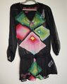 DESIGUAL dünne Tunika Bluse Shirt Oberteil Langarm bunt Damen Gr. M