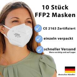 FFP2 Maske Mundschutz Schutzmaske 5-lagig Atemschutz CE zertifiziert 10 Stk HHW✅Einzelverpackt✅CE 2163✅DE Händler✅Blitzversand
