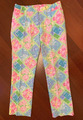 LILLY PULITZER 💕 Gr. EU 40 Damen-Sommer-Stoff-Hose mit Stretch-Anteil Grün Rosa