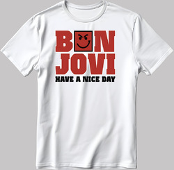 Bon Jovi Have A Nice Day kurzärmeliges weiß-schwarzes Herren-/Damen-T-Shirt N555
