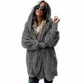 Frauen Teddybär flauschiger Damen Kapuze -Fleece -Jacke Strickjacke Plus Größe