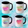 Tasse Personalisiert mit Wunschnamen bedruckt Herzmotiv Kaffeetasse Geschenkidee