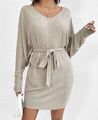 Damen Strickkleid Kleid Longpullover beige Gr XL ( 44 ) Neu Feinstrick Sommer