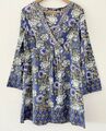 Fab *EAST HANDWERKER mit ANOKHI* Blumenmuster Handblockdruck Tunika Kaftan Top 14