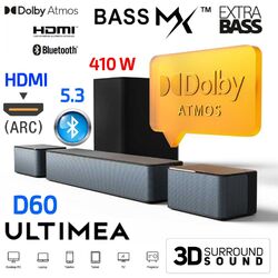 ULTIMEA D60 Soundbar Dolby Atmos 5.1 3D Surround BassMX Bass eARC HDM Subwoofer 