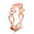 Goldring 585 Rose 14 Karat Vergoldet Herzring Schleife Bandring 925 Silber Damen