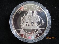 Berühmte Schiffe:Niue,1992, The Resolution, 925er Silber 1 Oz. fein ,PP