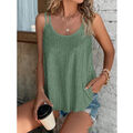 Lockeres Damen-T-Shirt Spitzen-Top Sommerbluse Ärmellos Tank-Top ⓑ ▽