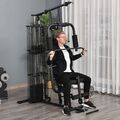 HOMCOM Gym Kraftstation mit Stahlnetz Fitnessstation Multigym Fitnesscenter