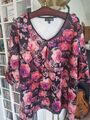 Tunika Shirt Simply You  50/52 Rosen Schwarz Pink Rosa Lila Top!